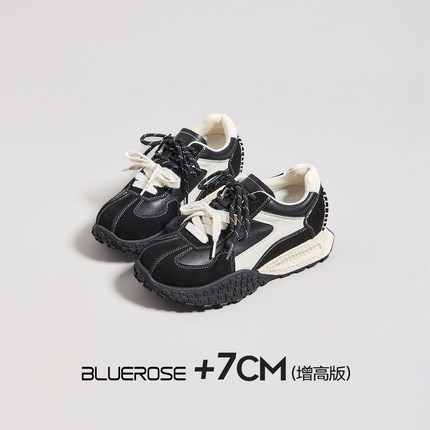 黑色厚底内增高德训鞋女春季新款隐形增高7cm轻便软底运动休闲鞋