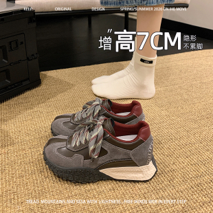 灰色芭蕾德训鞋 阿甘鞋 女款 新款 小个子内增高7cm2026春季 超好看