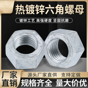 8.8级热镀锌六角螺母热浸锌扩孔M8M10M12M14M16M20M22M24M42 M48