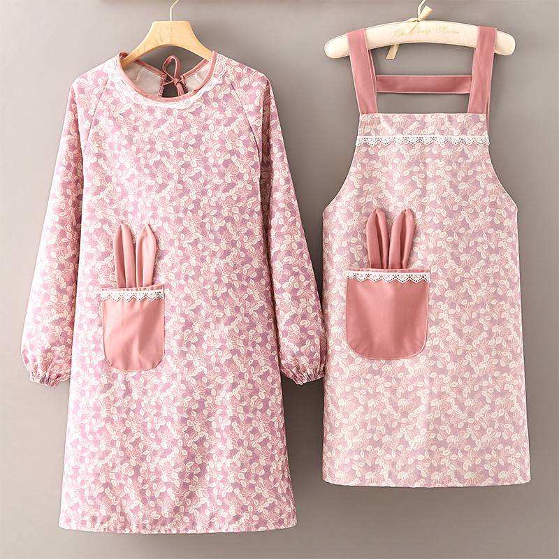 放水围裙女长袖罩衣新款家用厨房带袖子防水防油做饭烧饭穿的秋款