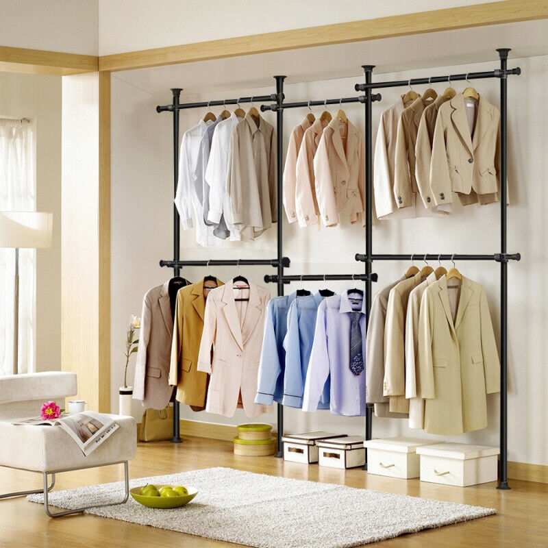 顶天立地晾衣杆衣架晾衣架阳台落地卧室伸缩简易室内免打孔挂衣架