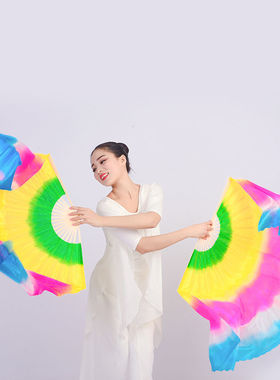舞蹈扇子加长成人广场舞演出扇彩色跳舞扇子海派秧歌舞用道具包邮