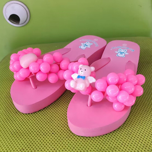 坡跟厚底学生度假人字拖松糕跟网红ins沙滩鞋 女 防滑女EVA葡萄拖鞋