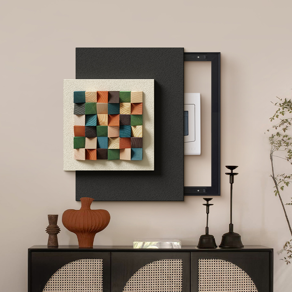 3D立体高级感电表箱装饰画 画可推拉饭厅配电箱遮挡挂画 画意式极