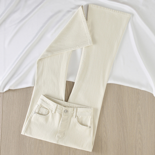 it :CHOCOOLATE「四面弹」浅色微喇牛仔裤女高腰显瘦弹力喇叭裤子