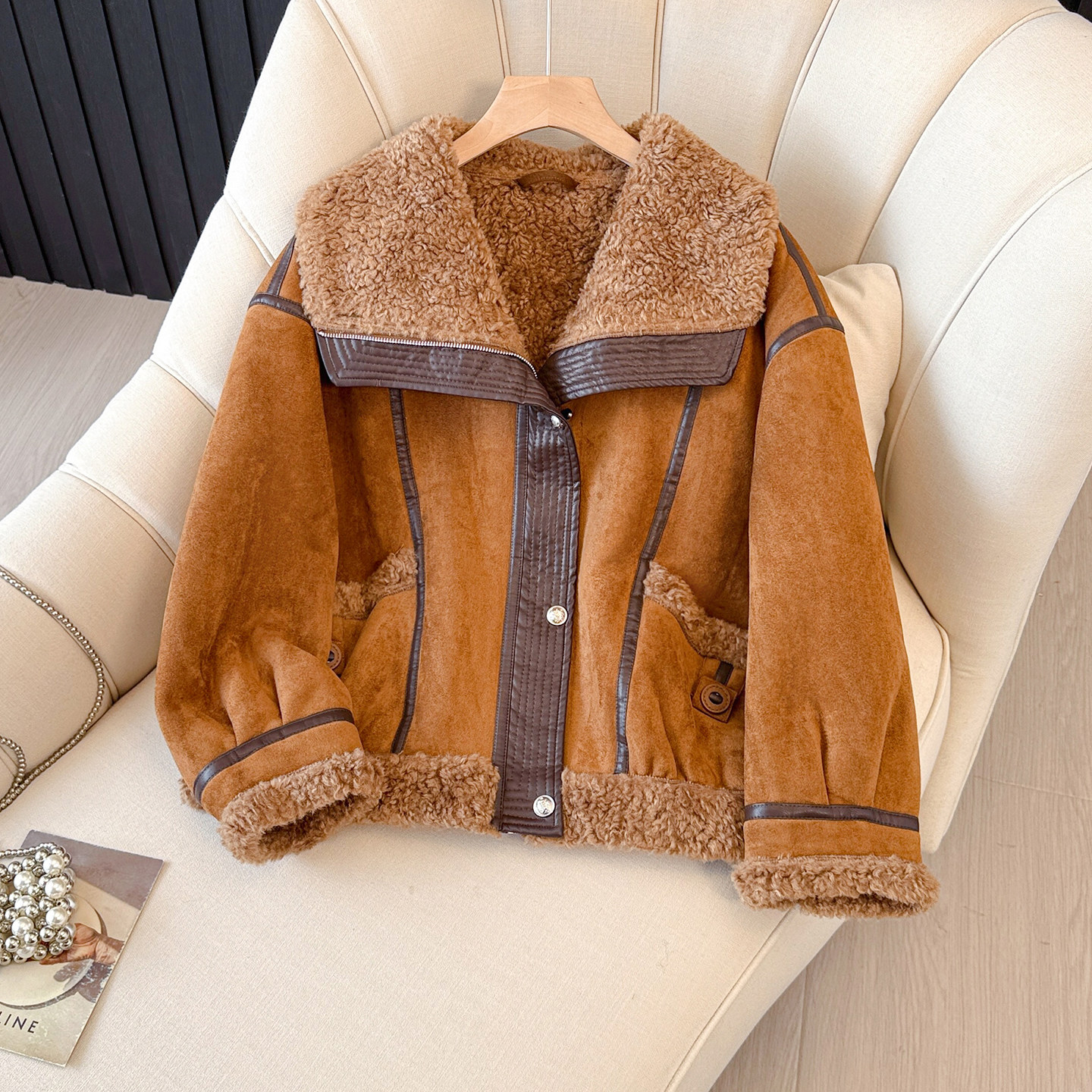 美拉德风皮毛一体羊羔毛外套女新款驼色翻领宽松保暖时尚棉服上衣,女装/女士精品,棉衣/棉服,淘宝优惠券,粉丝福利购,淘宝优惠卷