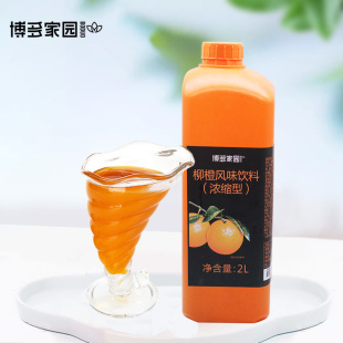 博多家园热卖 柳橙浓缩果汁风味饮料奶茶店冲饮饮品专用高倍浓浆2L
