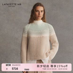 拉飞逸羊毛羊绒渐变漏斗领针织上衣 LAFAYETTE148 26早春新款