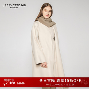 拉飞逸围巾撞色手工羊绒双面呢大衣 LAFAYETTE148 25秋冬新款