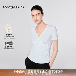 【Essential经典款】LAFAYETTE148拉飞逸简约收腰T恤上衣纯色简约