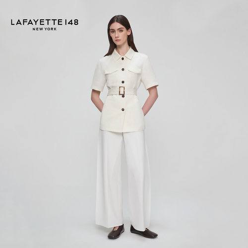 【26早秋新款】LAFAYETTE148/拉飞逸短袖束腰猎装夹克羊绒短外套