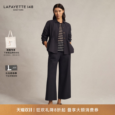 LAFAYETTE148/拉飞逸 抽绳系腰衬衫式夹克休闲风女装外套长袖