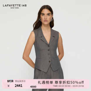 LAFAYETTE148 上衣 拉飞逸亚麻翻领收腰马甲背心款