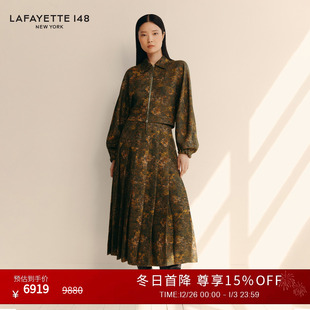 拉飞逸蚕丝羊毛提花飞行员夹克外套 LAFAYETTE148 25秋冬新款