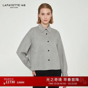 式 拉飞逸羊绒双面呢衬衫 LAFAYETTE148 外套上衣 26早春新款
