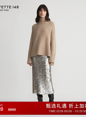 LAFAYETTE148/拉飞逸 立领宽松不对称羊绒针织