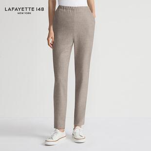 LAFAYETTE148 拉飞逸松紧腰羊毛法兰绒通勤长裤