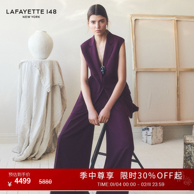 【25夏季新款】LAFAYETTE148/拉飞逸单褶裥立体阔腿及地长裤