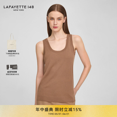 【26春夏新款】LAFAYETTE148/拉飞逸羊毛U型领针织背心