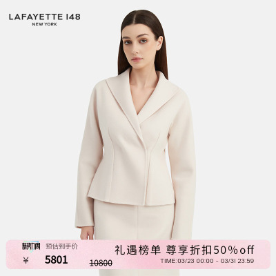 LAFAYETTE148/拉飞逸羊毛双面呢短款收腰外套