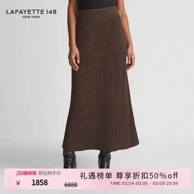 LAFAYETTE148/拉飞逸 A字肌理感针织半裙长裙