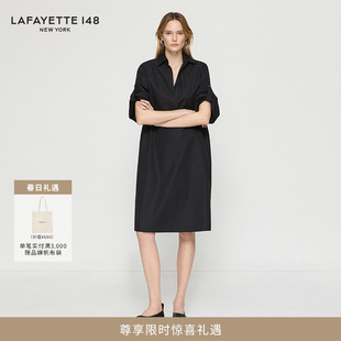 LAFAYETTE148/拉飞逸POLO领H型棉府绸衬衫连衣裙
