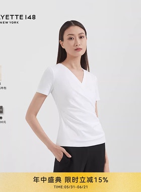 【Essential经典款】LAFAYETTE148拉飞逸简约收腰T恤上衣纯色简约