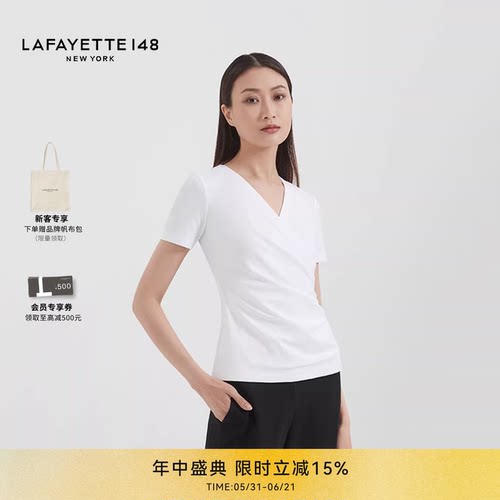 Lafayette148瑞士棉收腰T恤