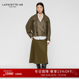 拉飞逸短款 LAFAYETTE148 风衣廓形羊皮夹克外套 25秋冬新款