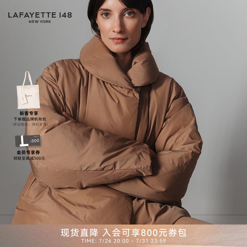LAFAYETTE148/拉飞逸白鹅绒面包领短款直筒简约通勤风羽绒外套
