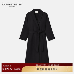 LAFAYETTE148 披肩领羊绒双面呢束腰大衣 拉飞逸