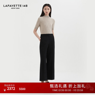LAFAYETTE148 女 拉飞逸精纺羊毛绉呢高腰直筒长裤