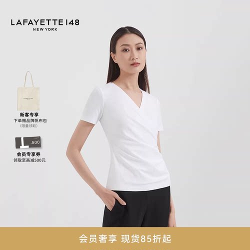 Lafayette148瑞士棉收腰T恤