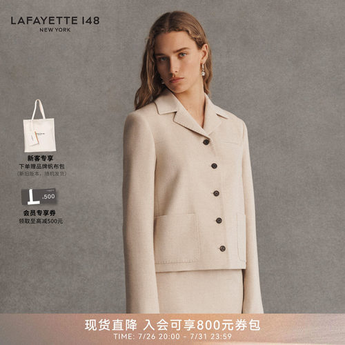 LAFAYETTE148/拉飞逸LP单面羊绒呢小翻领夹克外套简约通勤风上衣