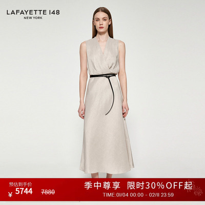 【25夏季新款】【博主同款】LAFAYETTE148/拉飞逸V领裹身连衣裙