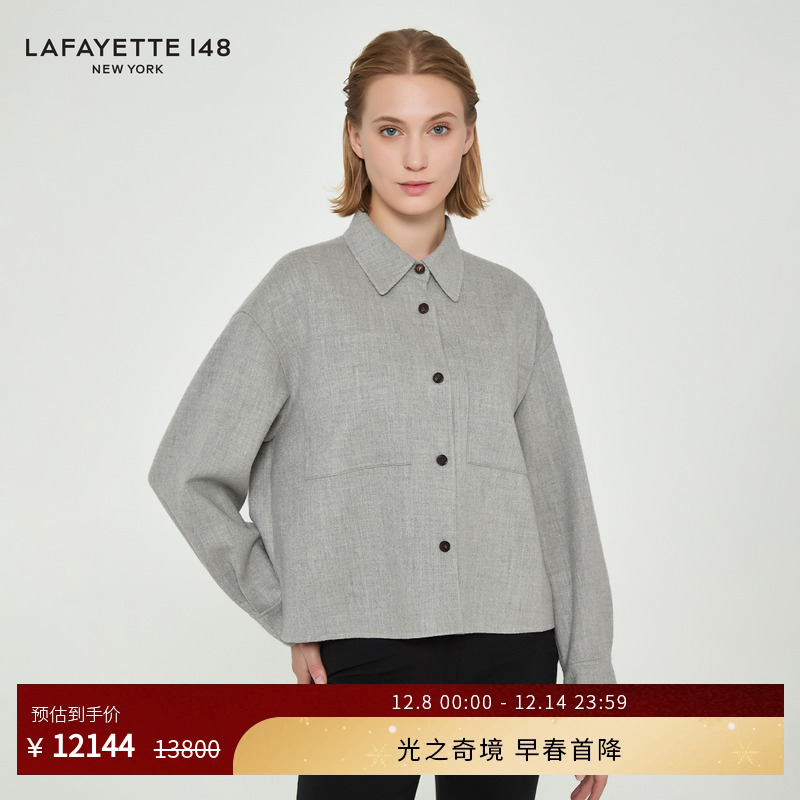 【26早春新款】LAFAYETTE148/拉飞逸羊绒双面呢衬衫式外套上衣