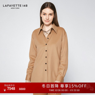 拉飞逸宽松落肩袖 LAFAYETTE148 驼绒廓形衬衫 25秋冬新款