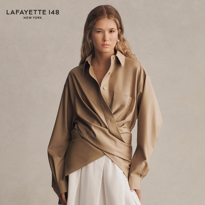 【26春夏新款】LAFAYETTE148/拉飞逸热带羊毛不规则解构衬衫