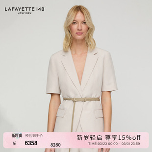 腰带夹克西装 LAFAYETTE148 拉飞逸丝麻礼服呢短袖