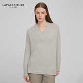 经典 LAFAYETTE148 拉飞逸 V领羊绒针织上衣