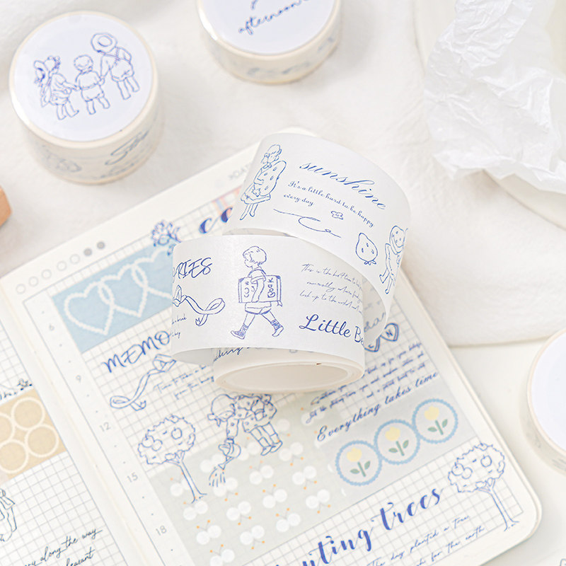 线条记忆系列和纸胶带ins手账胶卷少女人物素材手机壳diy贴纸装饰