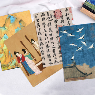 油画系列创意中国画风趣办公文具资料文件袋收纳袋资料夹复古古风