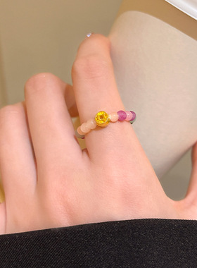 碧玺钱币戒指女小众轻奢