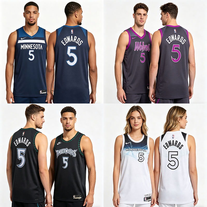 正品NIKE森林狼安德森华子爱德华兹5篮球球衣sw球迷版运动背心