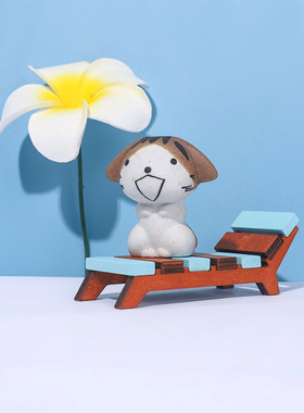 日式zakka夏日海滩夏威夷沙滩椰子树木制摆件场景圆座椰树小道具