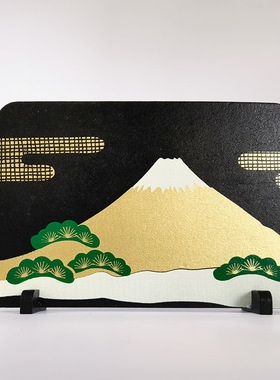 日式潮玩屏风拱门山丘背板桌面场景富士山礼物创意摆件屏风