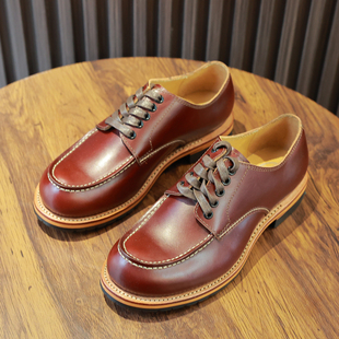 美式休闲875低帮工装靴固特异手工油蜡牛皮复古皮鞋深棕真皮短靴