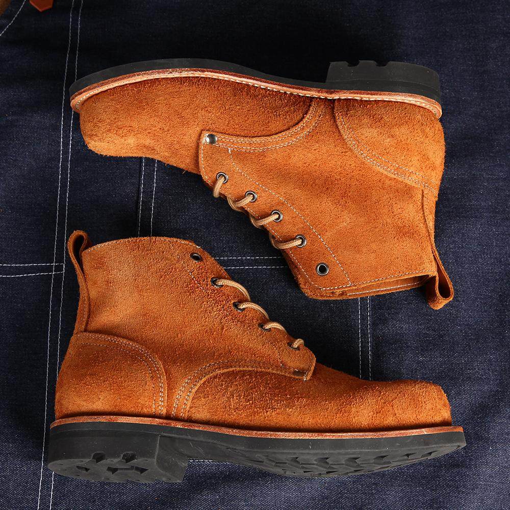 复古手工反绒牛皮马丁靴休闲真皮靴子皮膛底黄反毛高帮越野登山靴,流行男鞋,马丁靴,淘宝优惠券,粉丝福利购,淘宝优惠卷