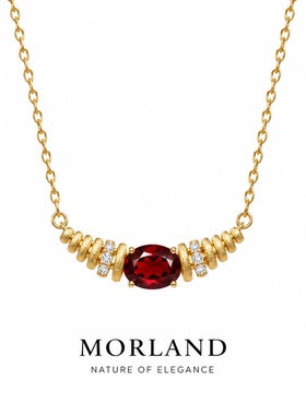 【MORLAND】公爵夫人·鸽血红石榴石925银镀金设计款礼物首饰项链