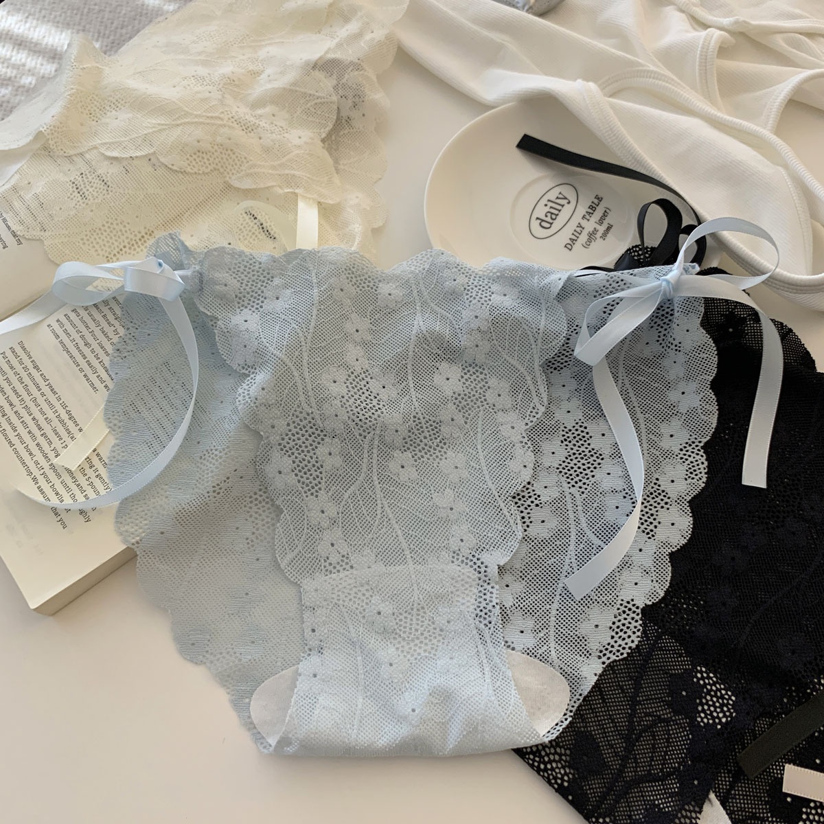 hom娇宠佳人～性感纯欲风蕾丝内裤女生低腰绑带夏季薄款三角裤士